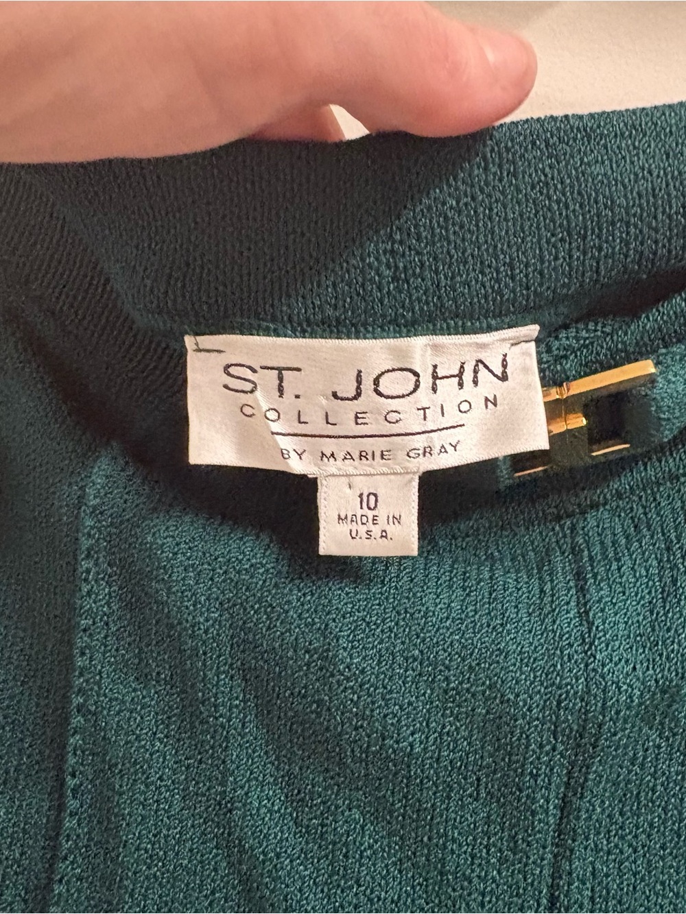 St John Collection High Rise Santana Knit Pants w/ Gold Accent Size 10 - Picture 4 of 5